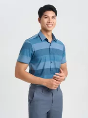 Áo Sơ Mi Nam Ngắn Tay 5S Fashion Kẻ Ngang Smart Fit ASC25021