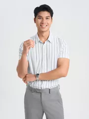 Áo Sơ Mi Nam Dệt Kim Vải Co Giãn 5S Fashion Kẻ Sọc ASC25024