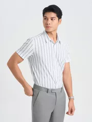 Áo Sơ Mi Nam Dệt Kim Vải Co Giãn 5S Fashion Kẻ Sọc ASC25024