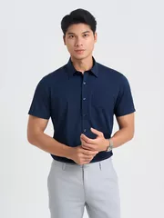 Áo Sơ Mi Nam Ngắn Tay 5S Fashion Trơn Smart Fit ASC25032
