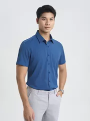 Áo Sơ Mi Nam Tay Ngắn 5S Fashion Dệt Hiệu Ứng Smart fit ASC25053
