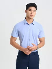 Áo Sơ Mi Nam Ngắn Tay 5S Fashion Dệt Hiệu Ứng Phom Smart fit ASC25054