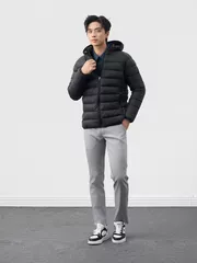 Áo Khoác Phao Nam Siêu Nhẹ Air-PUFFER HEATLOCK 5S FASHION Mũ Tháo Rời M0APH25011