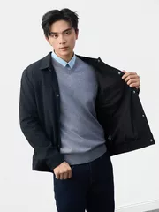 Áo Khoác Thời Trang Nam 5S Fashion Cổ Đức Dệt Hiệu Ứng M0AKH25018