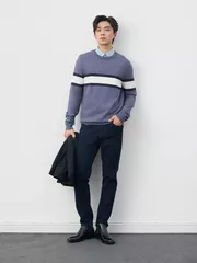 Áo Len Nam 5S Fashion Kẻ Ngang Phom Slimfit M0ALE25001