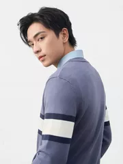 Áo Len Nam 5S Fashion Kẻ Ngang Phom Slimfit M0ALE25001