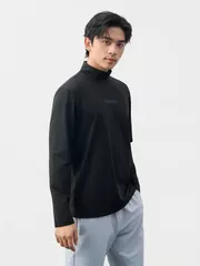 Áo Giữ Nhiệt Nam 5S Fashion Cổ Cao In Chữ Phom Slimfit M0AGN25001