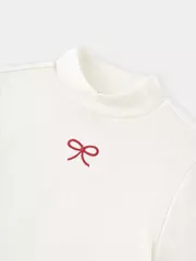 Áo Giữ Nhiệt Bé Gái 5S Fashion Thêu Nơ Cổ 3 Phân G0AGN25003