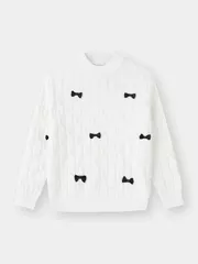 Áo Len Bé Gái Đính Nơ 5S Fashion Kiểu Vặn Thừng Phom Regular G0ALE25001