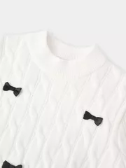 Áo Len Bé Gái Đính Nơ 5S Fashion Kiểu Vặn Thừng Phom Regular G0ALE25001