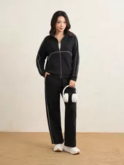 Áo Nỉ Khóa Nữ 5S Fashion Phối Line Phom Regular WBAKN25008