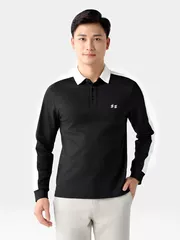 Áo Polo Nam Cotton Dài Tay Can Phối 5S Fashion Phom Slimfit APD24002