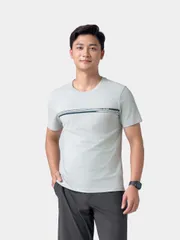 Áo Thun Nam Ngắn Tay 5S Fashion Cotton Phối In Ngang Ngực ATS24020