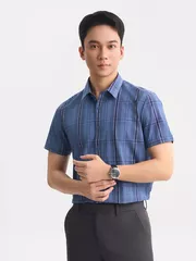 Áo Sơ Mi Nam Cộc Tay 5S Fashion Kẻ Caro Phom Slimfit ASC25050
