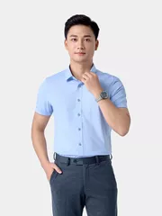 Áo Sơ Mi Nam Ngắn Tay 5S Fashion Họa Tiết Phom Slimfit ASC24046