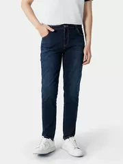 Quần Jean Nam Trơn 5S Fashion Vải Recycled Phom Slimfit QBD23003