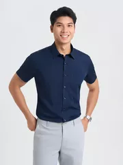 Áo Sơ Mi Nam Ngắn Tay 5S Fashion Trơn Smart Fit ASC25032