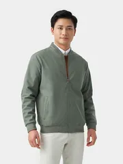 Áo Khoác Bomber 2 Lớp Lót Gió 5S Fashion Màu Rêu AKB23017