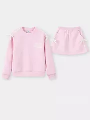 Set Bộ Nỉ Chân Váy Bé Gái 5S Fashion Phối Nơ Dễ Thương GBNCV25001