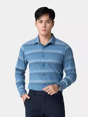 Áo Sơ Mi Nam Dài Tay Kẻ Ngang 5S Fashion Slimfit ASM24015