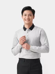 Áo Polo Dài Tay 5S Fashion Cổ Phối Màu Slimfit APD23600
