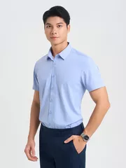 Áo Sơ Mi Nam Ngắn Tay 5S Fashion Dệt Hiệu Ứng Phom Smart fit ASC25054