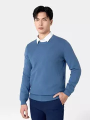 Áo Len Nam Họa Tiết Dệt Trơn Cổ Tròn 5S Fashion ALE24008