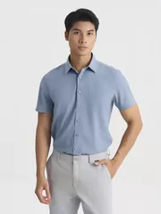 Áo Sơ Mi Nam 5S Fashion Dệt Hiệu Ứng Basic Phom Smart fit ASC25031