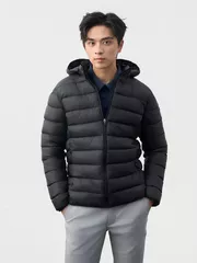 Áo Khoác Phao Nam Siêu Nhẹ Air-PUFFER HEATLOCK 5S FASHION Mũ Tháo Rời M0APH25011