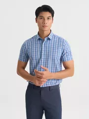Áo Sơ Mi Nam Ngắn Tay 5S Fashion Kẻ Ô Phối Màu Phom Smarfit ASC25013