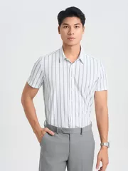Áo Sơ Mi Nam Dệt Kim Vải Co Giãn 5S Fashion Kẻ Sọc ASC25024