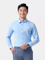 Áo Sơ Mi Nam Dài Tay 5S Fashion Xanh Aqua Slimfit ASM24211