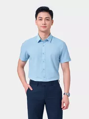 Áo Sơ Mi Nam Ngắn Tay 5S Fashion Xanh Aqua ASC24068