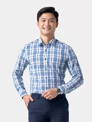 Áo Sơ Mi Nam Dài Tay 5S Fashion Kẻ Caro Slimfit ASM24053