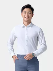 Áo Sơ Mi Nam Dài Tay 5S Fashion Màu Trắng Slimfit ASM24206