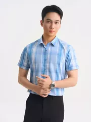 Áo Sơ Mi Nam Cộc Tay 5S Fashion Kẻ Caro Phom Slimfit ASC25015