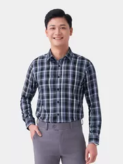 Áo Sơ Mi Nam Tay Dài 5S Fashion Kẻ Caro Regular SMD23204