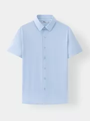 Áo Sơ Mi Nam Ngắn Tay 5S Fashion Màu Xanh ASC25052