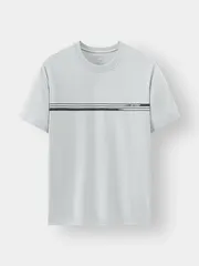 Áo Thun Nam Ngắn Tay 5S Fashion Cotton Phối In Ngang Ngực ATS24020