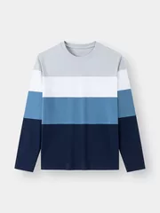 Áo Thun Nam Dài Tay 5S Fashion Sọc Ngang Form Regular Fit ATO23003