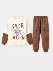 Bộ Nỉ Bé Trai Cổ Tròn 5S Fashion Tay Layer In Nổi Bật BBNI25006