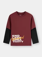 Áo Thun Bé Trai 5S Fashion Tay Phối Layer Phom Slimfit B0ATH25001