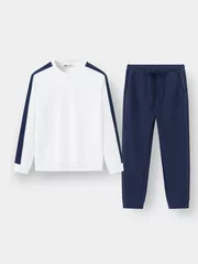 Bộ Quần Áo Nỉ Dài Tay Can Phối 5S Fashion Phom Slimfit BNI23017