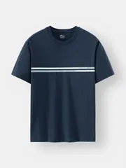 Áo Thun Nam Ngắn Tay 5S Fashion Cotton Phối In Ngang Ngực ATS24020