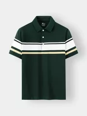 Áo Polo Nam 5S Fashion Can Phối Kẻ Ngang Phom Slimfit APC24054