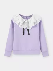 Áo Nỉ Bé Gái 5S Fashion Cổ Bèo Phối Nơ GBANI25005