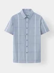 Áo Sơ Mi Nam Ngắn Tay 5S Fashion Kẻ Ô Slimfit ASC25056