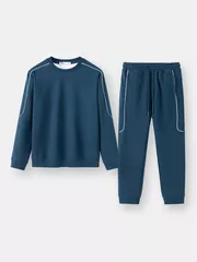 Bộ Nỉ Nam Cổ Tròn 5S Fashion Phối Line Khỏe Khoắn Slimfit BNI24020