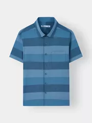 Áo Sơ Mi Nam Ngắn Tay 5S Fashion Kẻ Ngang Smart Fit ASC25021