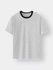 Áo Thun Nam Ngắn Tay 5S Fashion Dệt Kẻ Casual Fit ATS24001